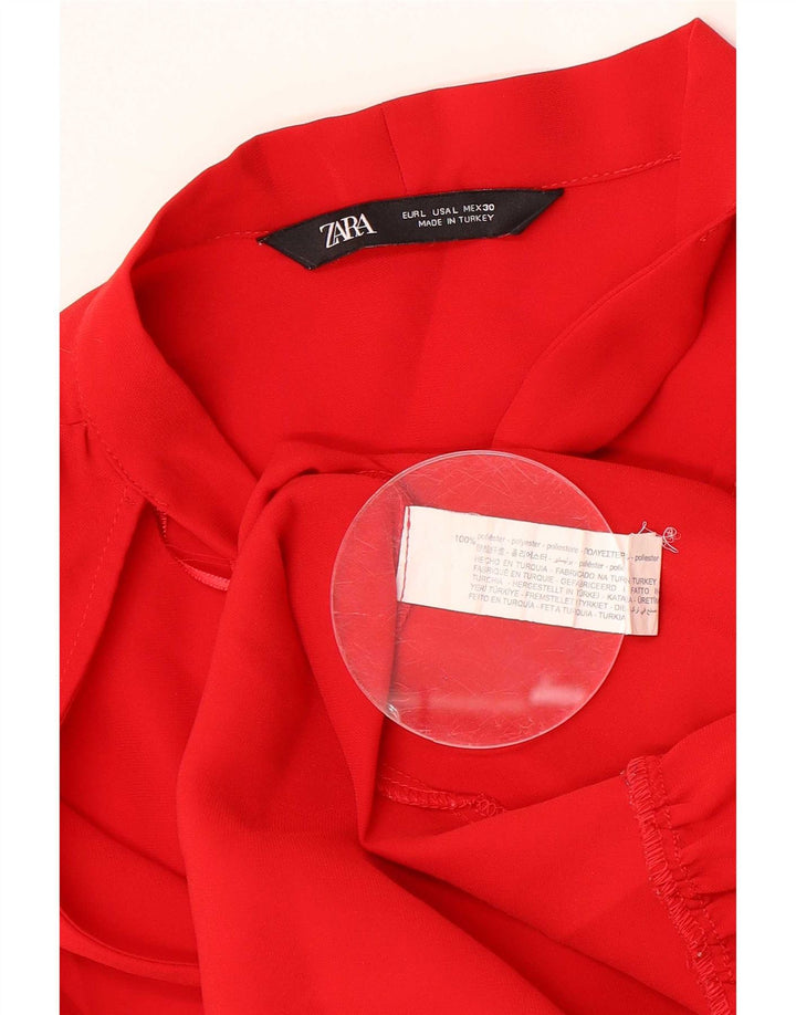 Zara Mujer Vestido Acampanado UK 46 Grande Poliéster Rojo