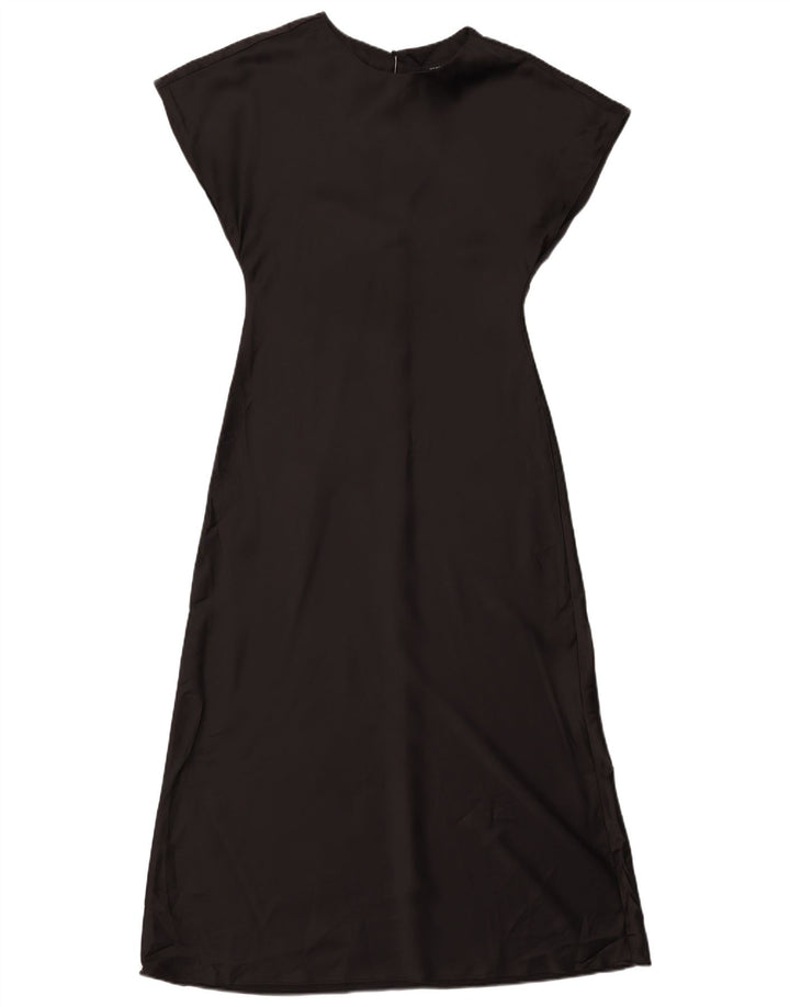 Zara Mujer Maxi Vestido UK 42 Mediano Negro Poliéster