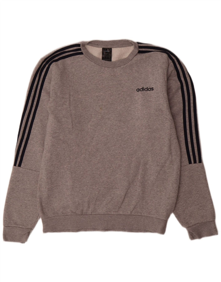 Adidas Hombre Sudadera Jumper Gris Medio Algodón
