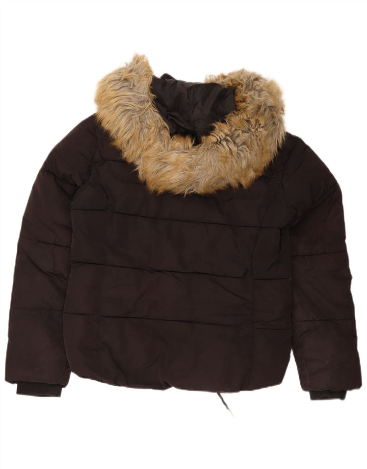 Topshop Chaqueta acolchada extragrande con capucha para mujer UK 8 Small Poliéster negro