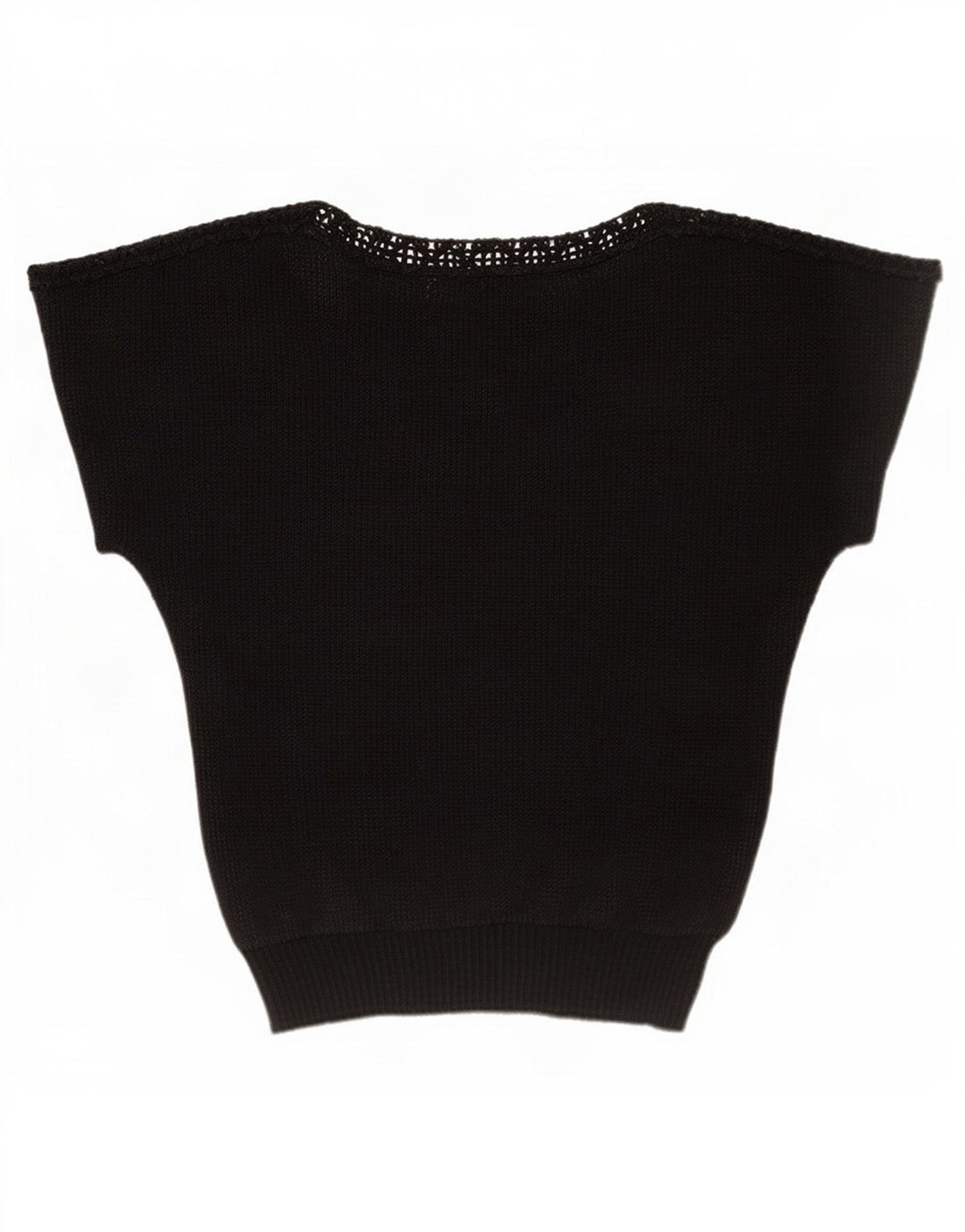 Vintage mujer crop ver a través de blusa batwing top IT 42 negro medio
