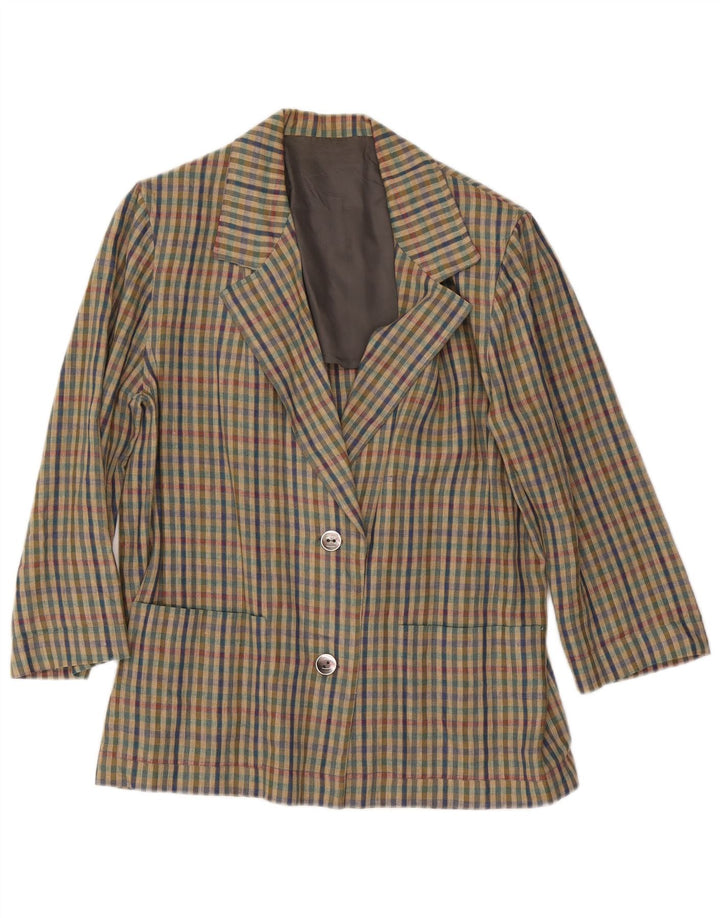 Vintage mujer 2 botones Blazer chaqueta Reino Unido 18 XL multicolor Gingham