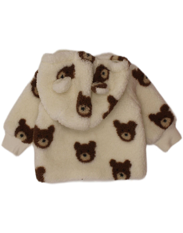 Monsoon Chaqueta polar con capucha y gráfico para bebés de 0 a 3 meses, color blanco hueso