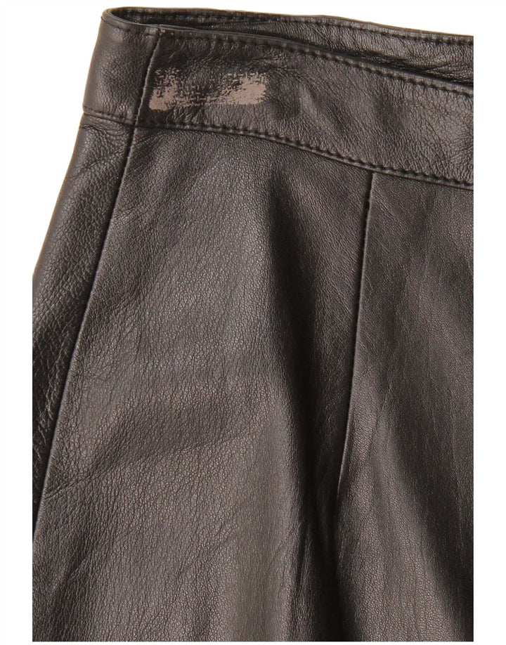 VINTAGE Falda de cuero para mujer IT 44 Mediano W28 Cuero negro