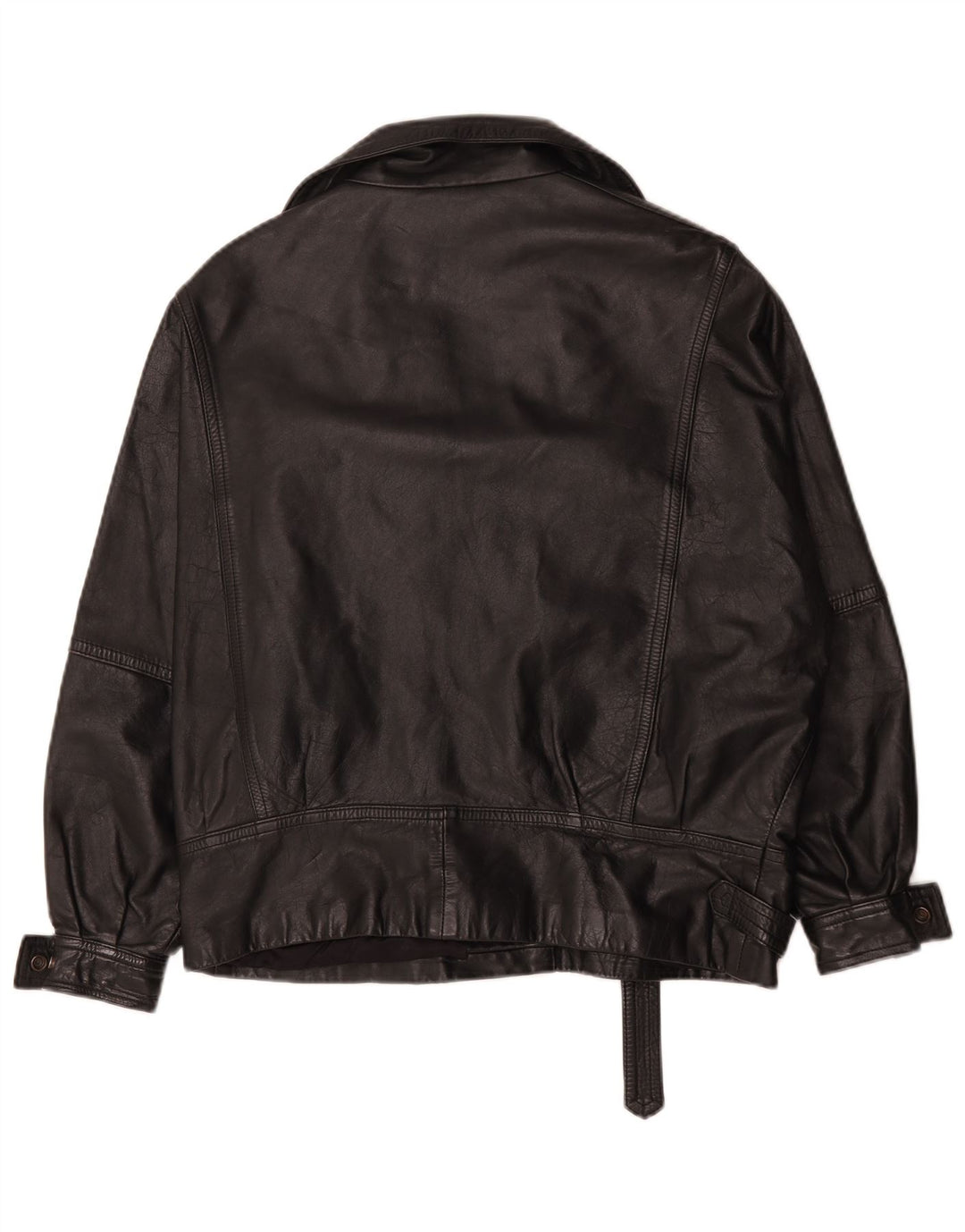 Vintage mujer chaqueta biker de cuero de gran tamaño Reino Unido 14 cuero negro grande