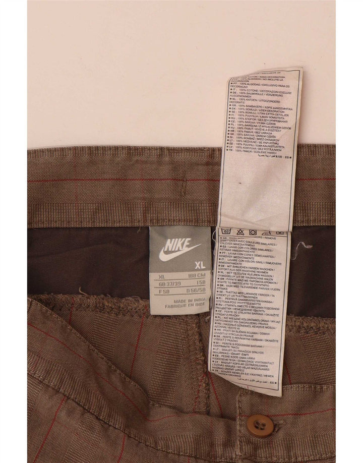 Nike - Pantalones cortos cargo para hombre XL W38 de algodón a cuadros grises