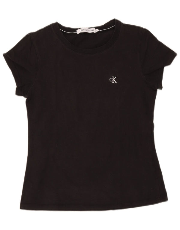 Calvin Klein Jeans Camiseta para mujer Top UK 10 Small Black Cotton