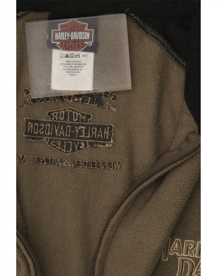 Harley Davidson Chaqueta polar para hombre UK 38 Medium Caqui Colorblock Poliéster