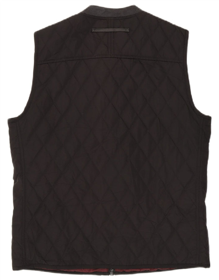 Zara Hombre Chaleco Acolchado UK 40 Grande Poliéster Negro