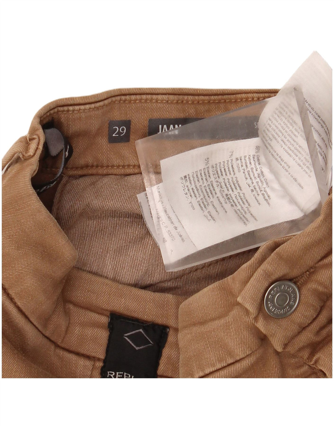 REPLAY Mujer Jaan Skinny Cargo Pantalones W29 L34 Algodón Marrón