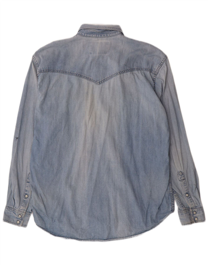 WRANGLER Camisa vaquera para hombre de algodón azul grande