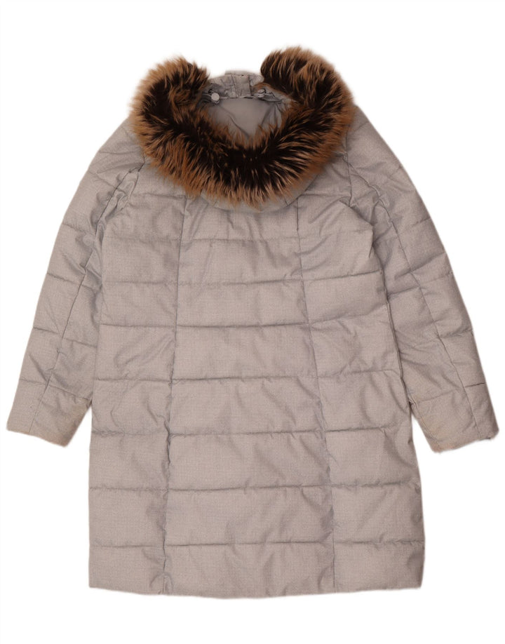 Barbour Abrigo acolchado con capucha para mujer UK 46 Poliéster gris grande