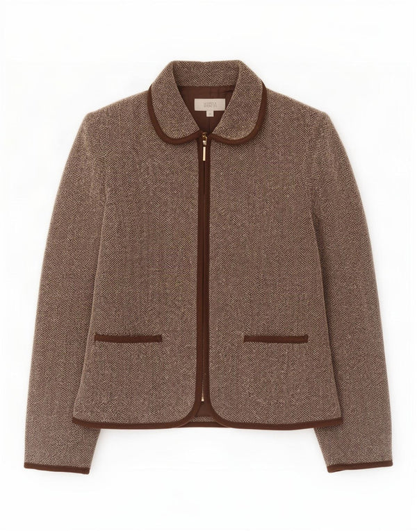 Marks & Spencer Chaqueta Blazer para Mujer UK 10 Small Brown Herringbone