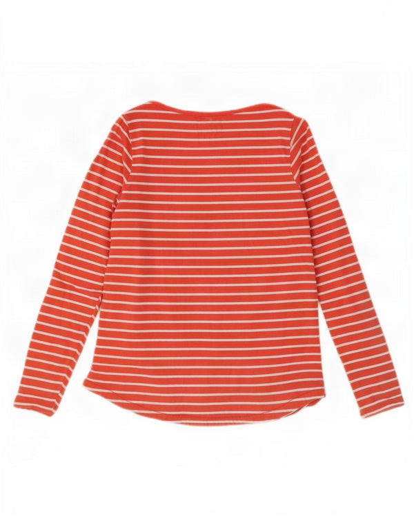 Camiseta de mujer Fat Face de manga larga UK 42 Algodón a rayas naranja medio