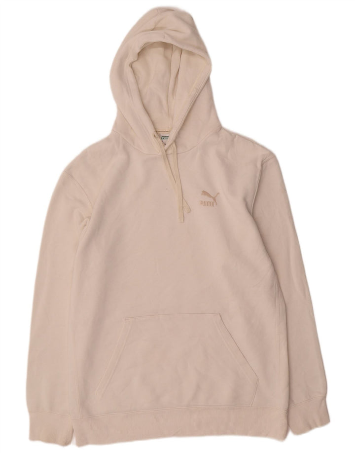 Puma Hombre Sudadera Con Capucha Jumper Medio Blanco Algodón