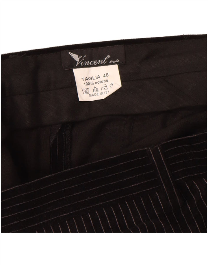 Vincent Traje de 2 piezas con 2 botones para hombre IT 48 Medium W30 L32 Black Pinstripe