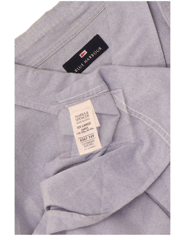 Marks & Spencer Camisa de manga corta para hombre 2XL Algodón azul