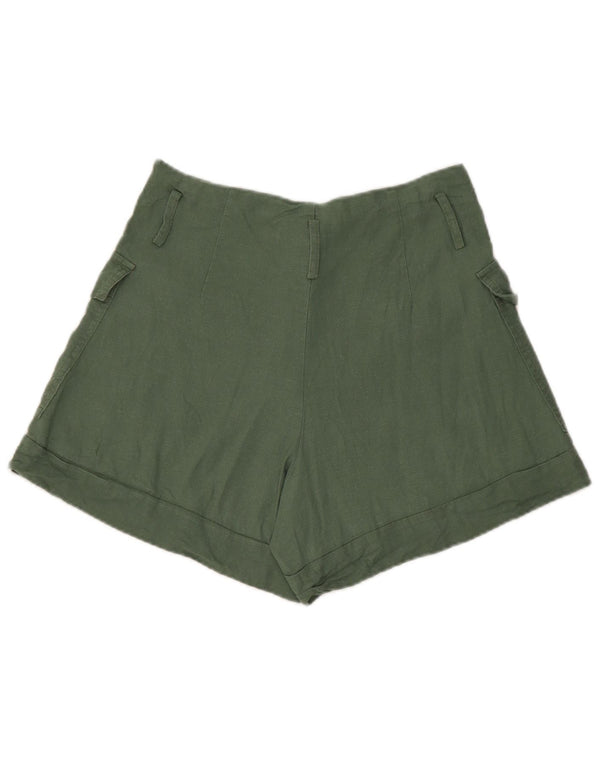 Zara Mujer Shorts Cargo Small W26 Lino Verde