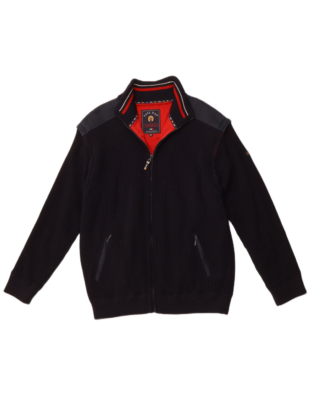 SAIL EXP Suéter tipo cárdigan náutico para hombre 4XL Azul marino