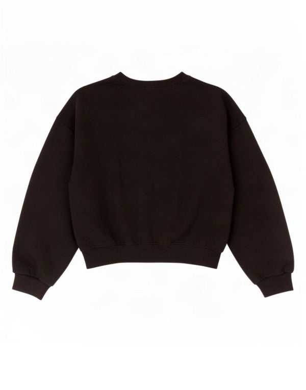 Zara Mujer Crop 3/4 Manga Sudadera De Gran Tamaño Jersey UK 10 Small Negro