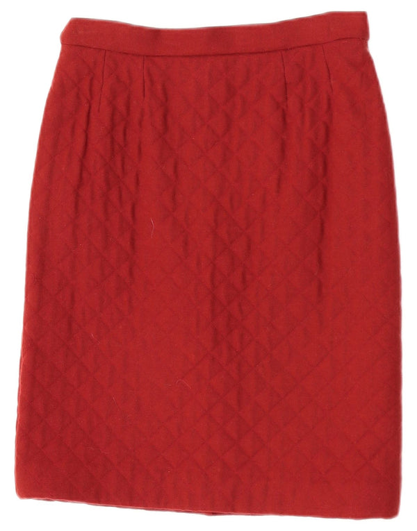 Vintage mujer cintura alta acolchado lápiz falda EU 38 medio W27 rojo