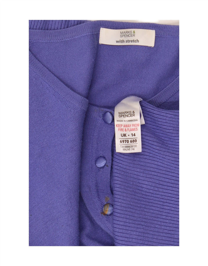 Marks & Spencer - Cárdigan corto para mujer, talla M, viscosa morada, Reino Unido 44