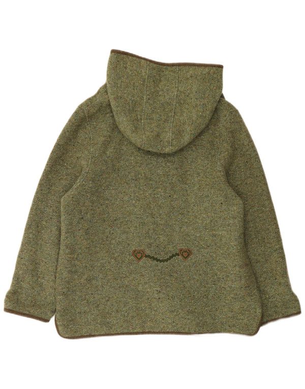 Vintage mujer chaqueta de lana con capucha EU 42 grande caqui moteado nueva lana