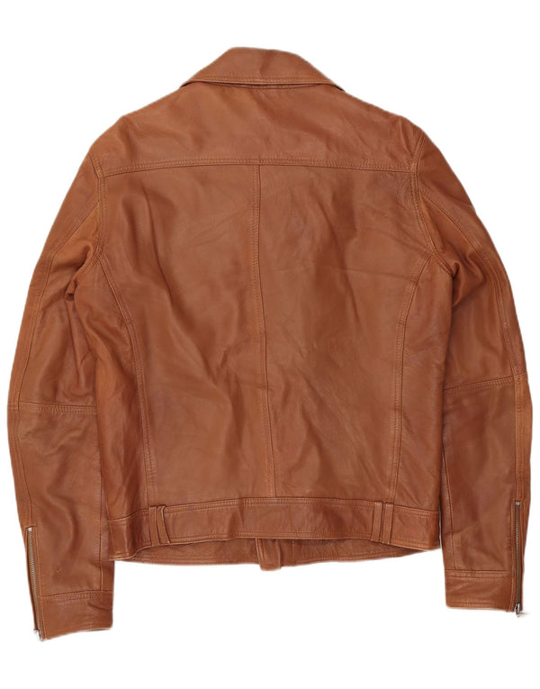 Vintage hombres cuero biker chaqueta Reino Unido 40 cuero marrón grande