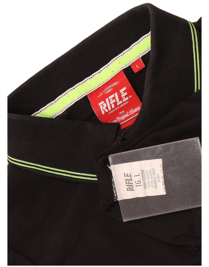Rifle Polo para hombre grande de algodón negro
