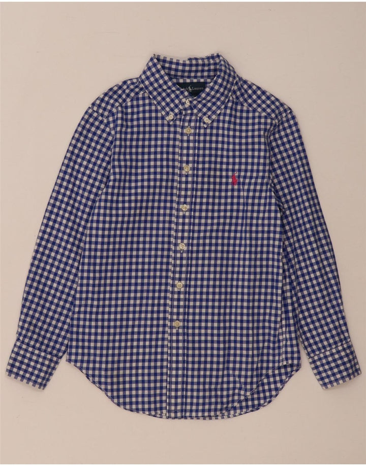 Ralph Lauren Camisa Niño 7-8 Años Pequeña Algodón Vichy Azul