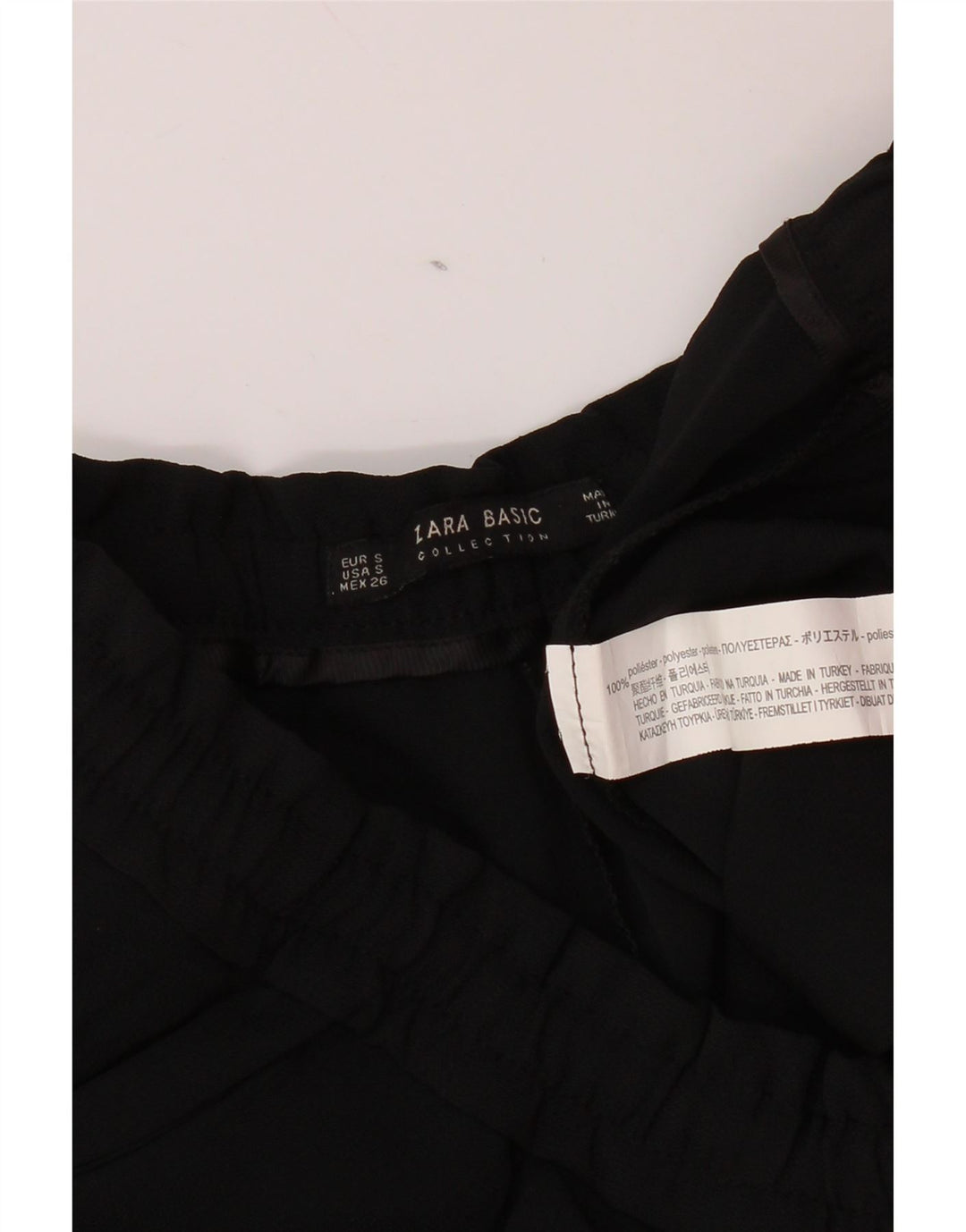 ZARA Mujer Pantalón Chino Slim Small W26 L26 Poliéster Negro