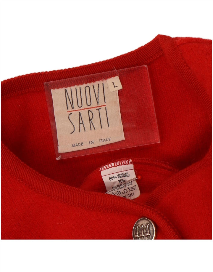 Vintage mujer Cardigan suéter Reino Unido 16 lana roja grande