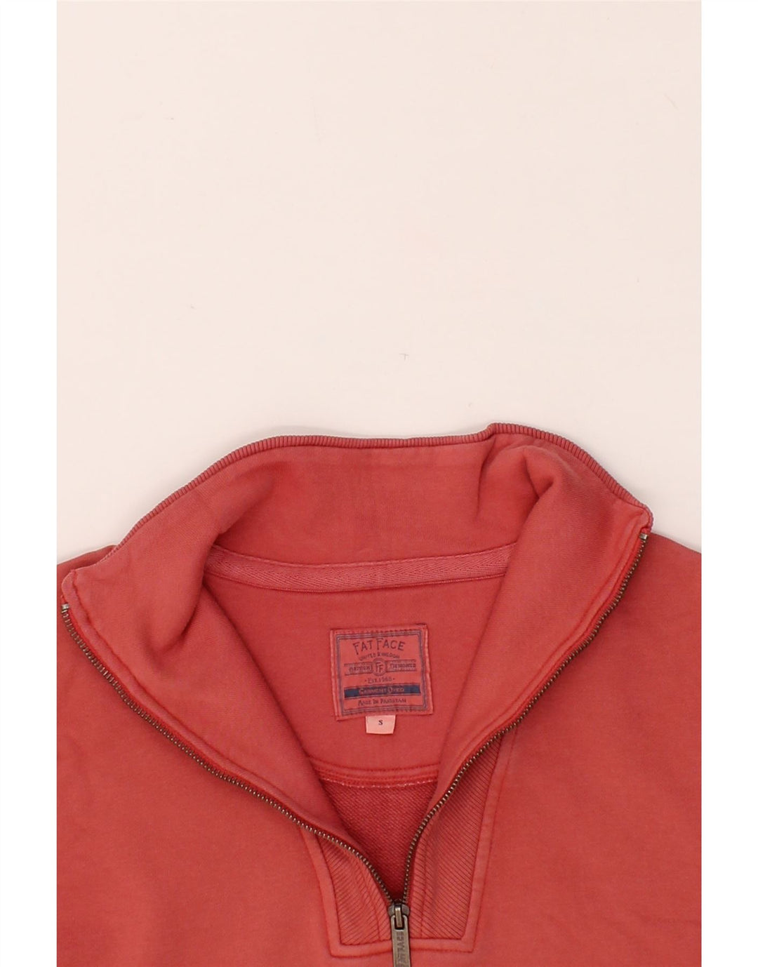 FAT FACE Mens Zip Neck Sweatshirt Jumper Small Red Cotton Vintage Fat Face and Second-Hand Fat Face from Messina Hembry 