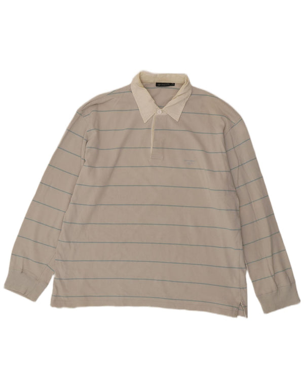 Dockers Polo de rugby de manga larga para hombre UK 46/48 XL Algodón a rayas gris