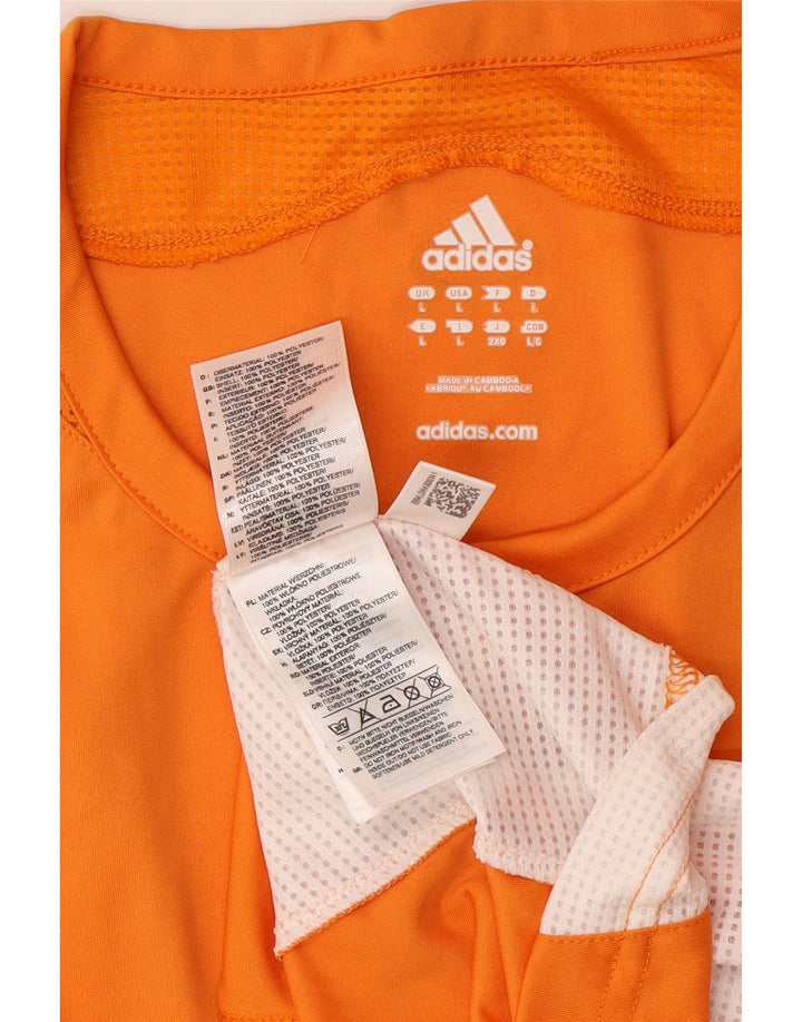 ADIDAS Hombre Climacool Camiseta Top Grande Naranja Colorblock Poliéster