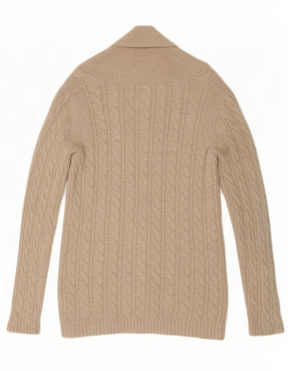 Zara Mujer Cárdigan Suéter UK 46 Grande Algodón Beige