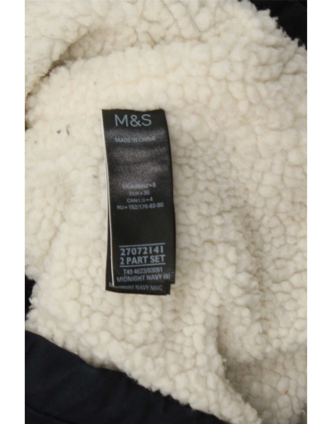 Marks & Spencer Chaqueta Parka Extragrande con Capucha para Hombre UK 8 Small Azul Marino
