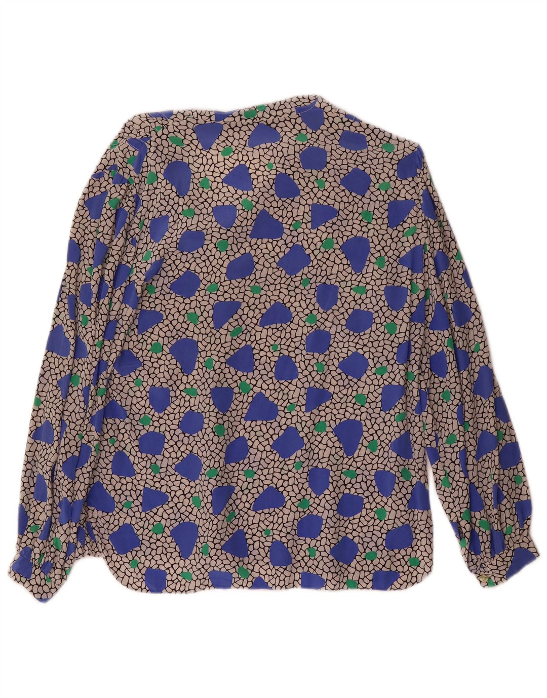 Vintage mujer camisa de manga larga blusa Reino Unido 14 medio multicolor