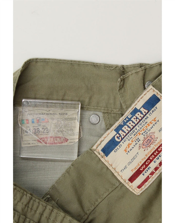 CARRERA Womens High Waist Casual Trousers W29 L30 Khaki Cotton Vintage Carrera and Second-Hand Carrera from Messina Hembry 