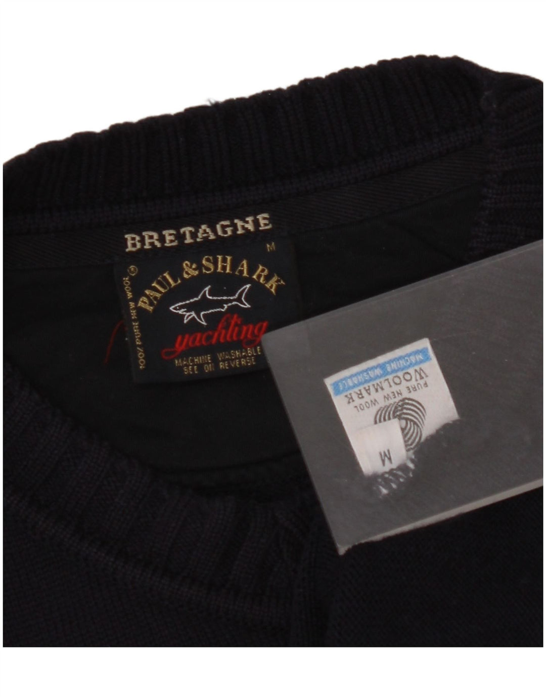 PAUL & SHARK Jersey con cuello en V para hombre de lana virgen azul marino medio
