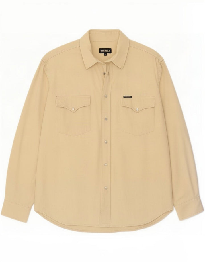 Camisa Carrera para hombre Large Beige Cotton
