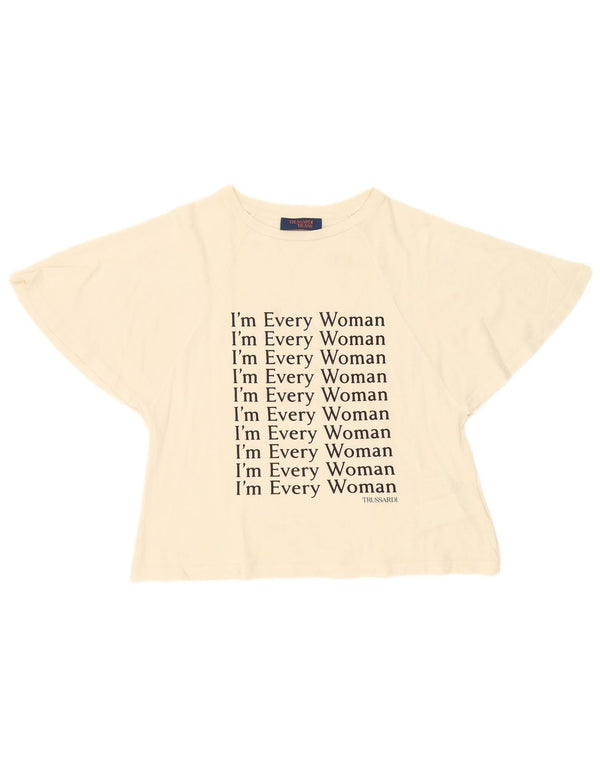 Trussardi Jeans Camiseta con gráfico extragrande para mujer UK 6 XS Off White