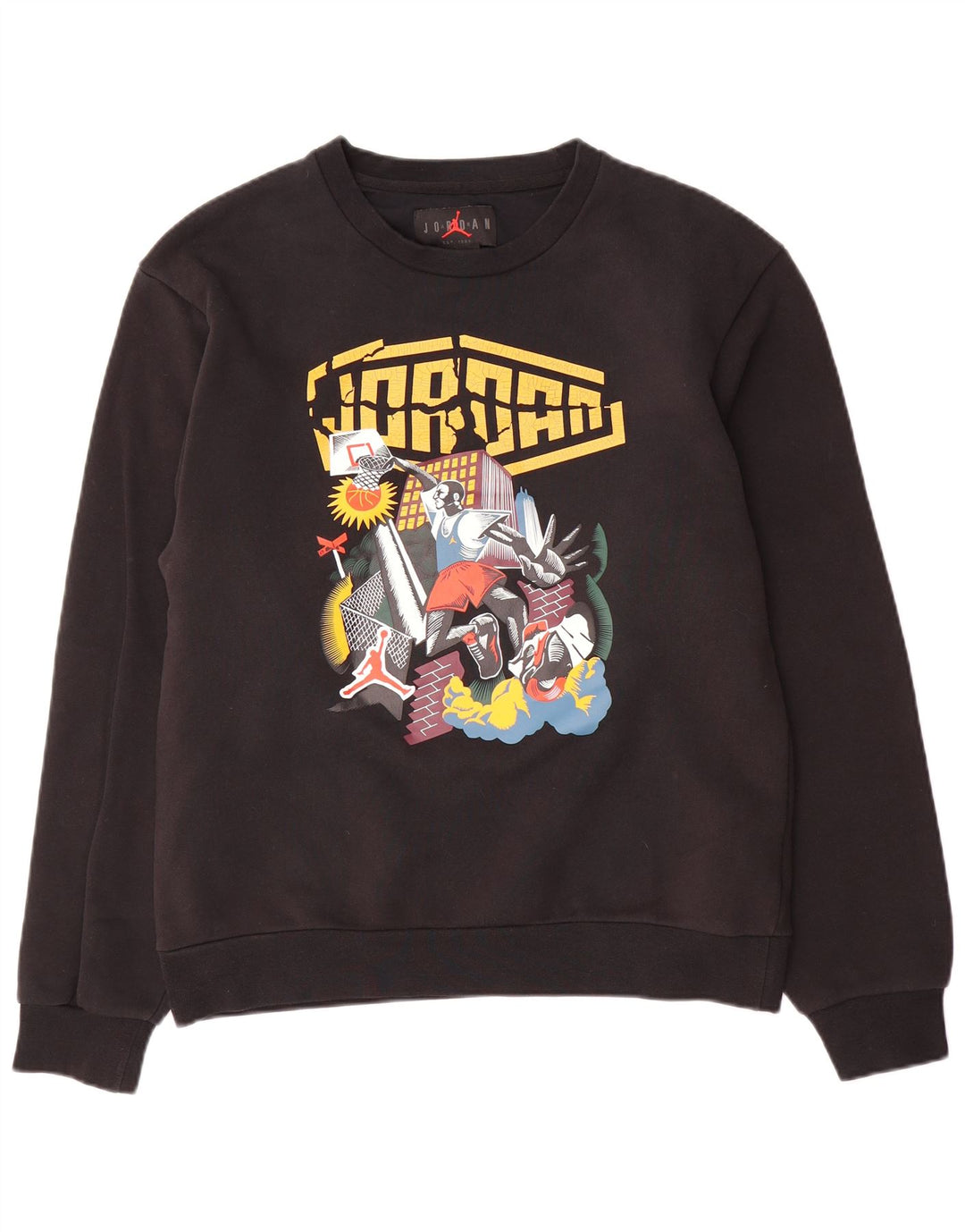 Jordan Mens Graphic Sudadera Jumper Pequeño Algodón Negro
