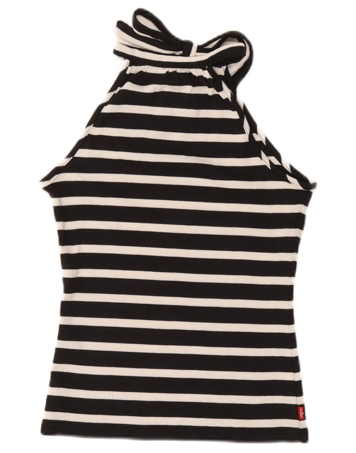 Levi's Top corto halter para mujer UK 8 Small Algodón a rayas negras