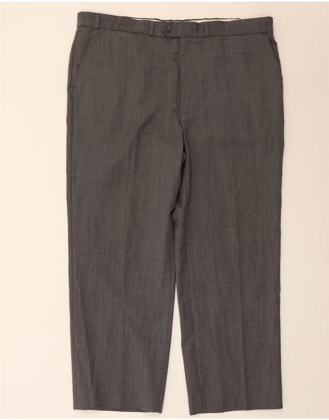 Marks & Spencer Pantalón de traje recto para hombre W42 L29 Poliéster a rayas grises