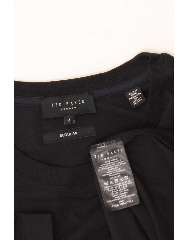 Ted Baker - Camiseta de corte regular para hombre, talla 4, algodón negro grande