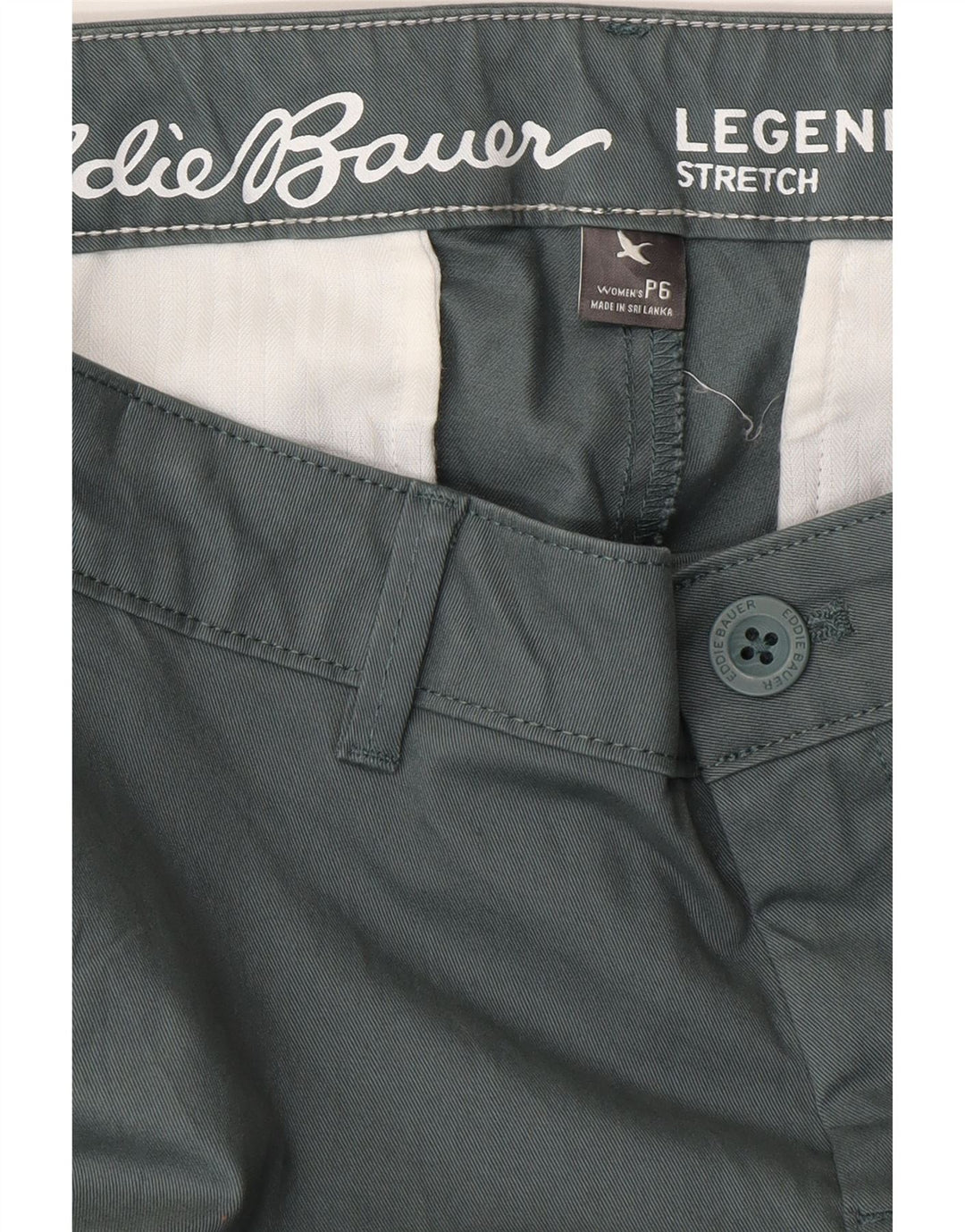 EDDIE BAUER Pantalones chinos delgados para mujer US 6 Medium W32 L29 Algodón verde