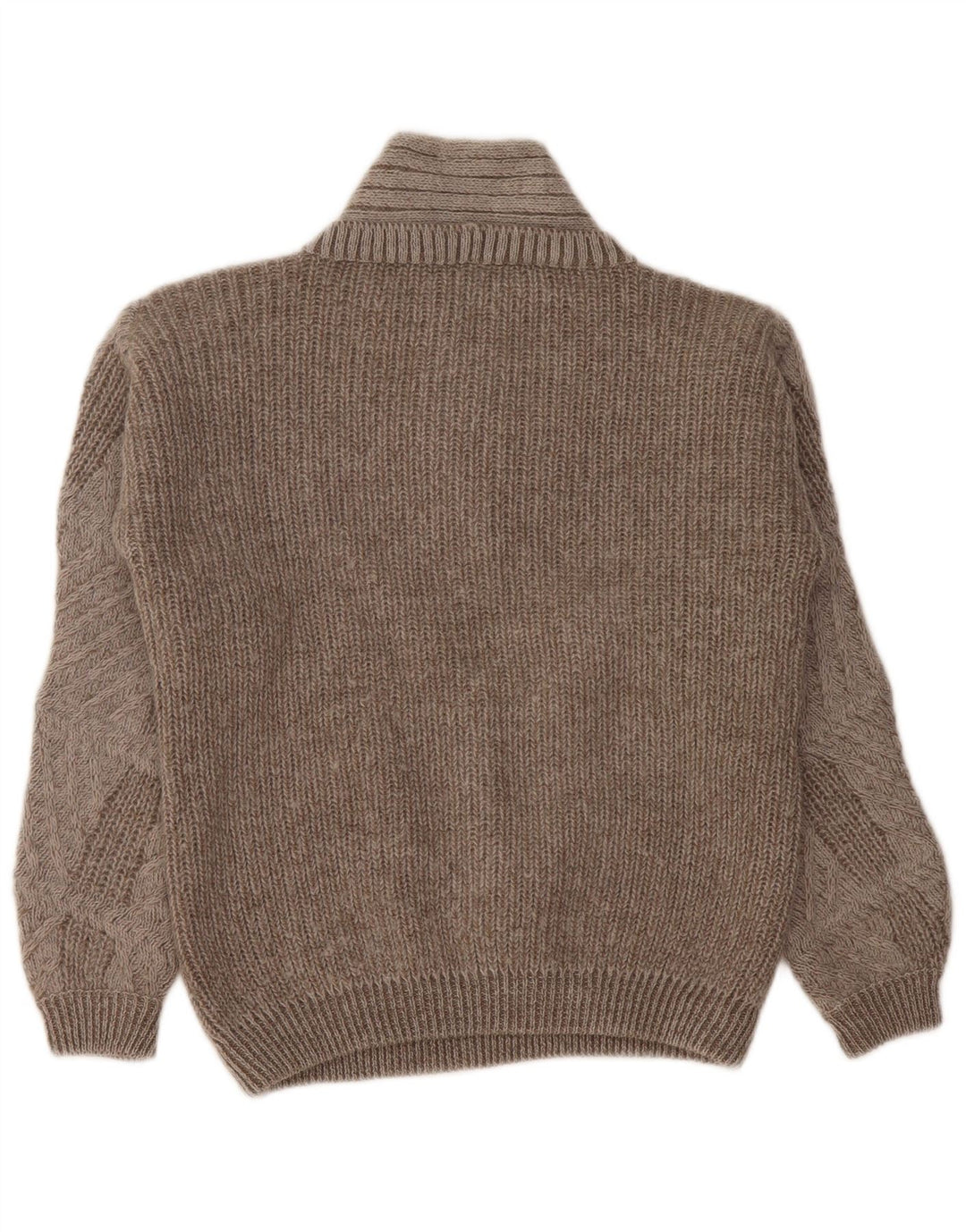 Vintage mujer V-cuello jumper suéter Reino Unido 14 gris medio geométrico