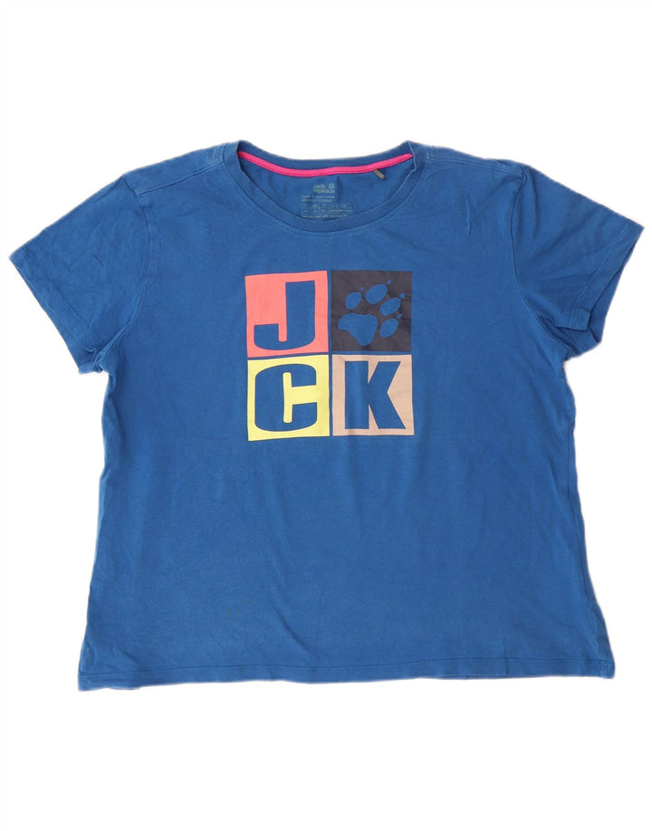 Jack Wolfskin Camiseta gráfica para mujer Top UK 22/24 2XL Algodón azul