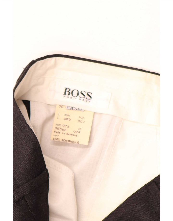 Hugo Boss Pantalón de traje con pinzas para hombre W34 L30 Lana negra